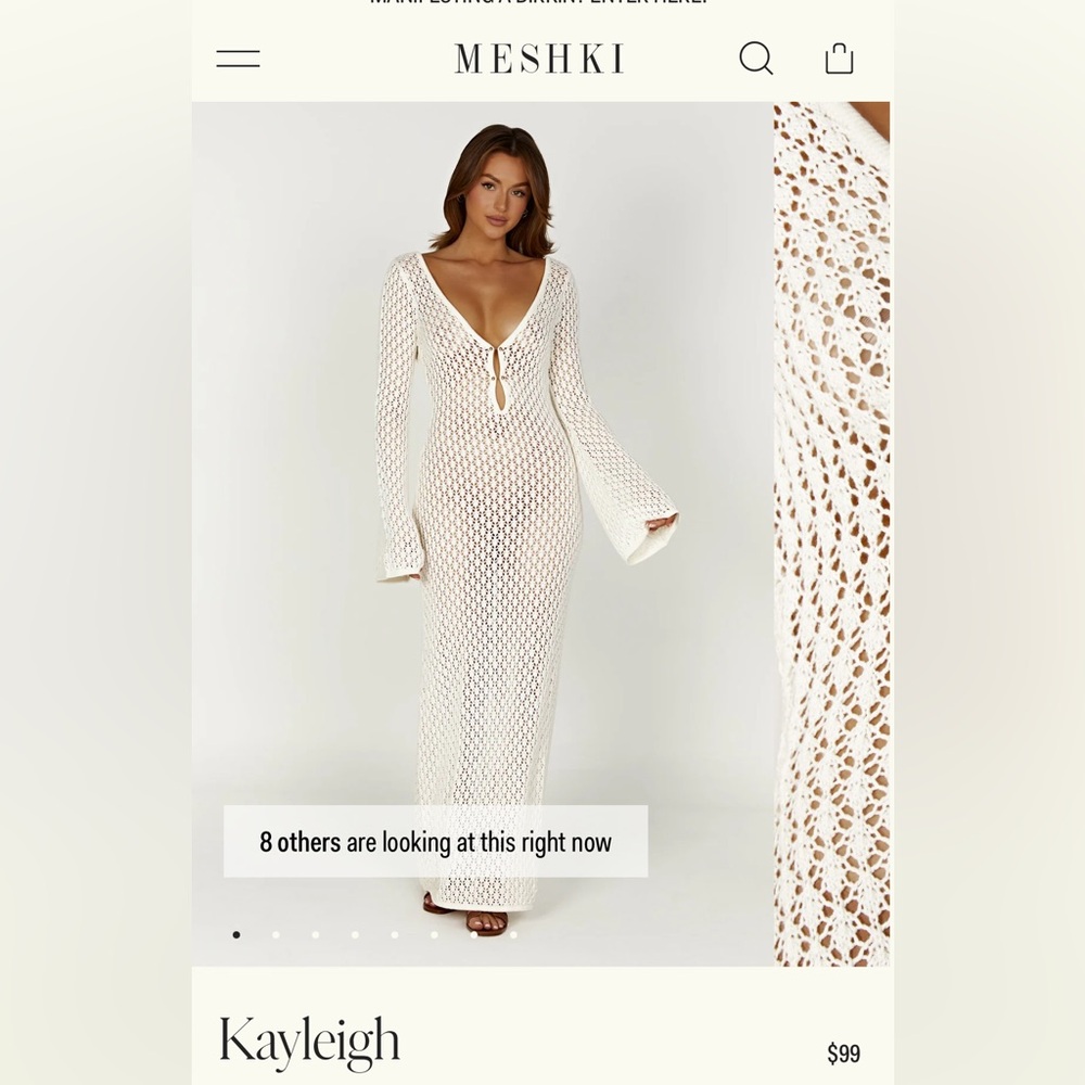 NWT Meshki white knit maxi dress